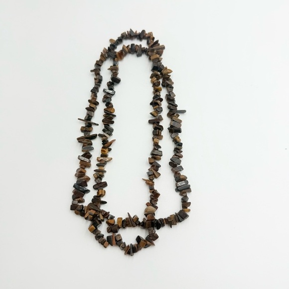 Natural Tiger Eye Chips gemstone Strand Necklace - Picture 3 of 7